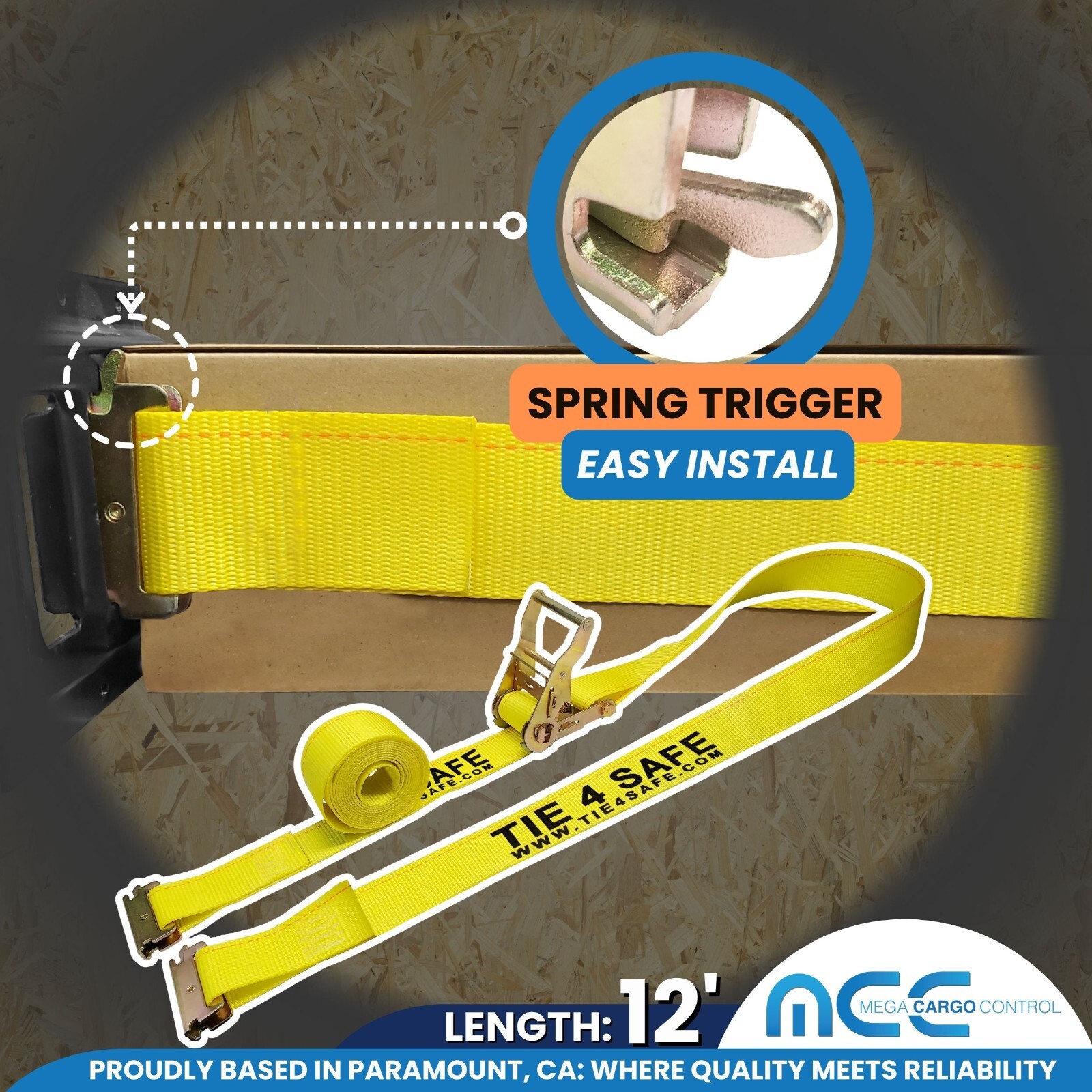 2″ x 12′ 16′ 20′ E-Track Ratchet Strap Truck Trailer Enclosed Cargo Van