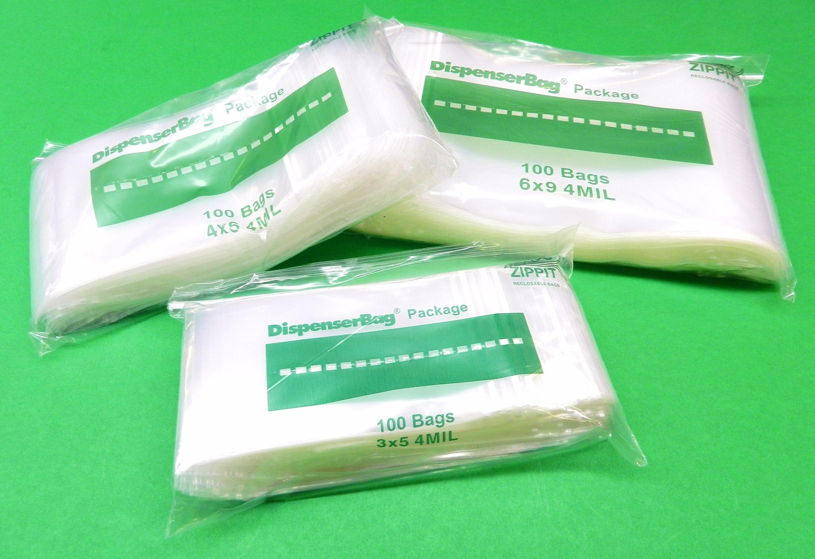 300 Zippit Reloc Bags 4mil H.D. Assortment Sizes 3×5 4×6 6×9 100 Each Zip Seal