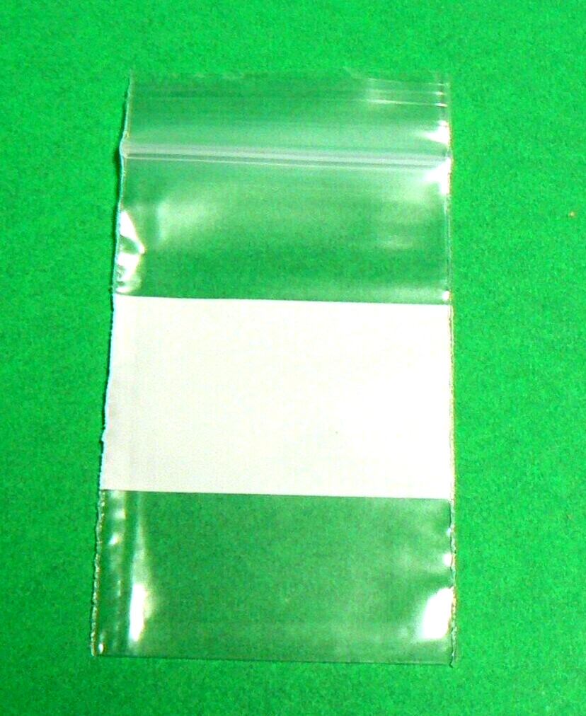 2×3 White Block Poly Reclosable Zip Bags 2mil Writeable 2″x 3″ 2 Mil 500 Bags