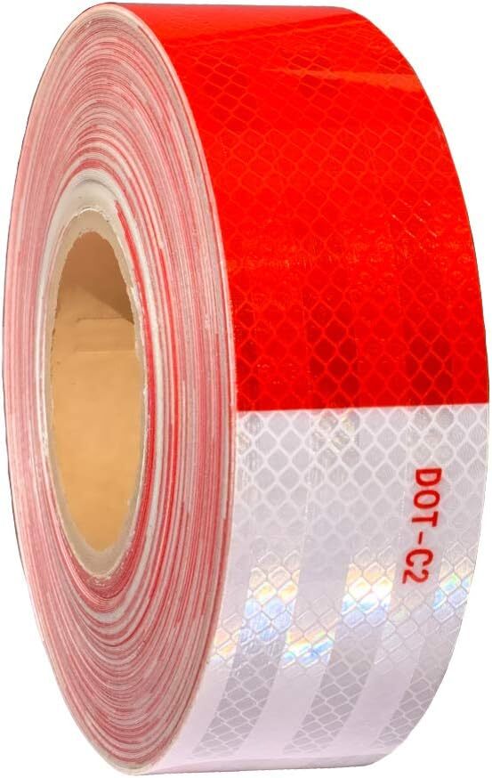 2 Cinta De Seguridad Reflectante De Pulgadas X 30 Pies Dot-c2 Adhesivo Rojo Y…