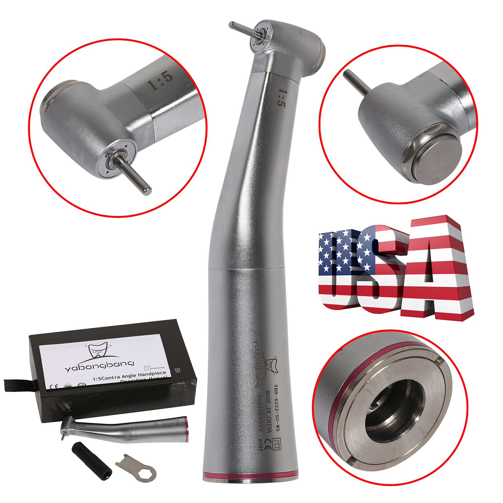 Dental Brushless LED Electric Micro Motor /1:5 Increasing Handpiece US