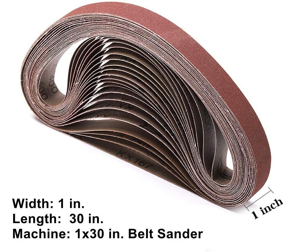 36PCS Sanding Belt 1 x 30 in 60 80 120 150 240 400 Grit Sander Belts Sandpaper
