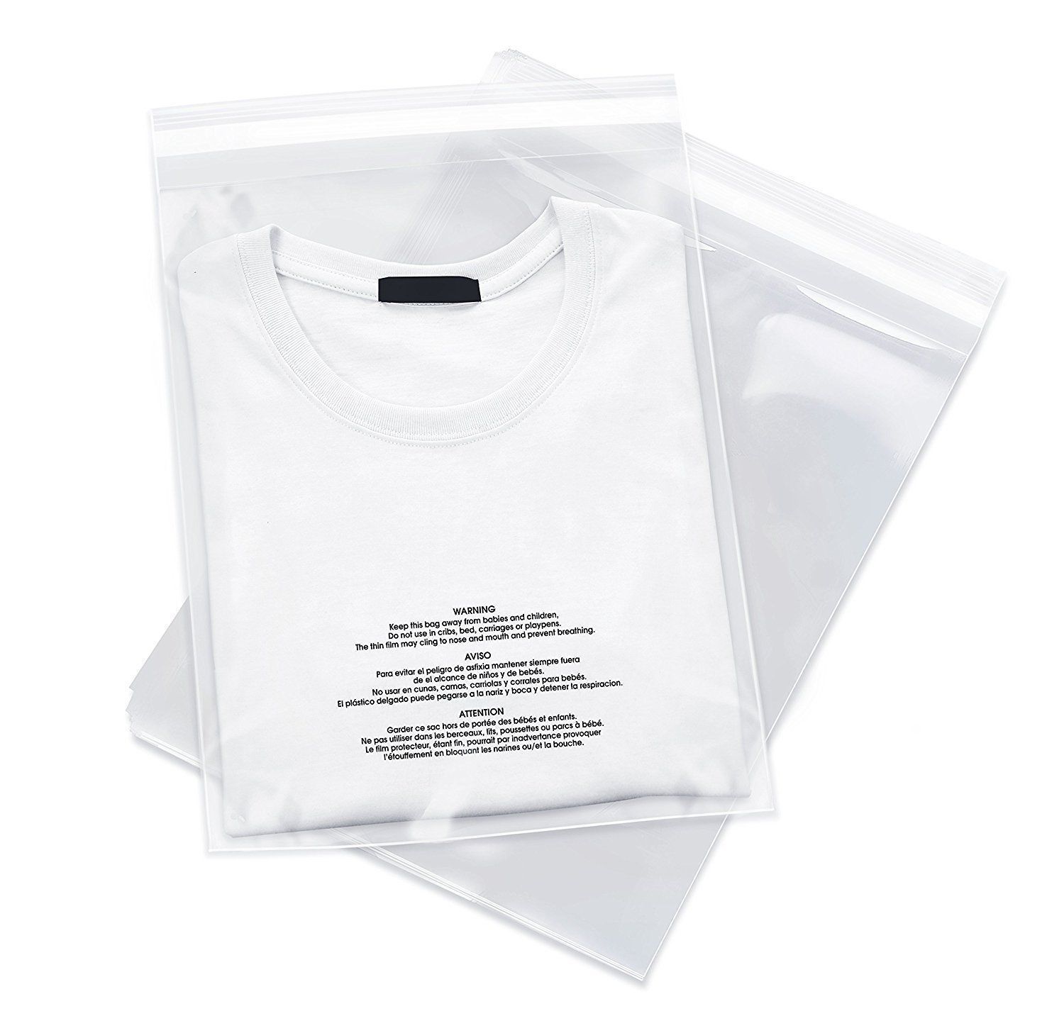 100 12×15 Poly Bags Resealable Suffocation Warning Clear Merchandise 1.5 mil