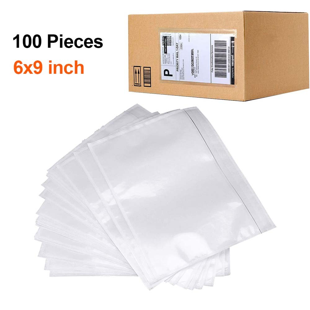 100 Packing List Envelopes Shipping Label Invoice Enclosed Pouch Adhesive 6″x9″