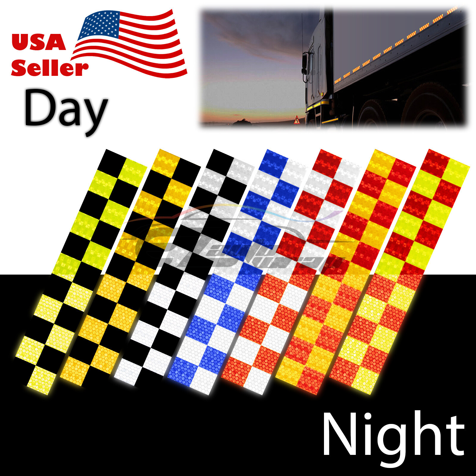 DOT-C2 Conspicuity Checker Reflective Tape 1 Foot/Stripe Safety Warning Trailer