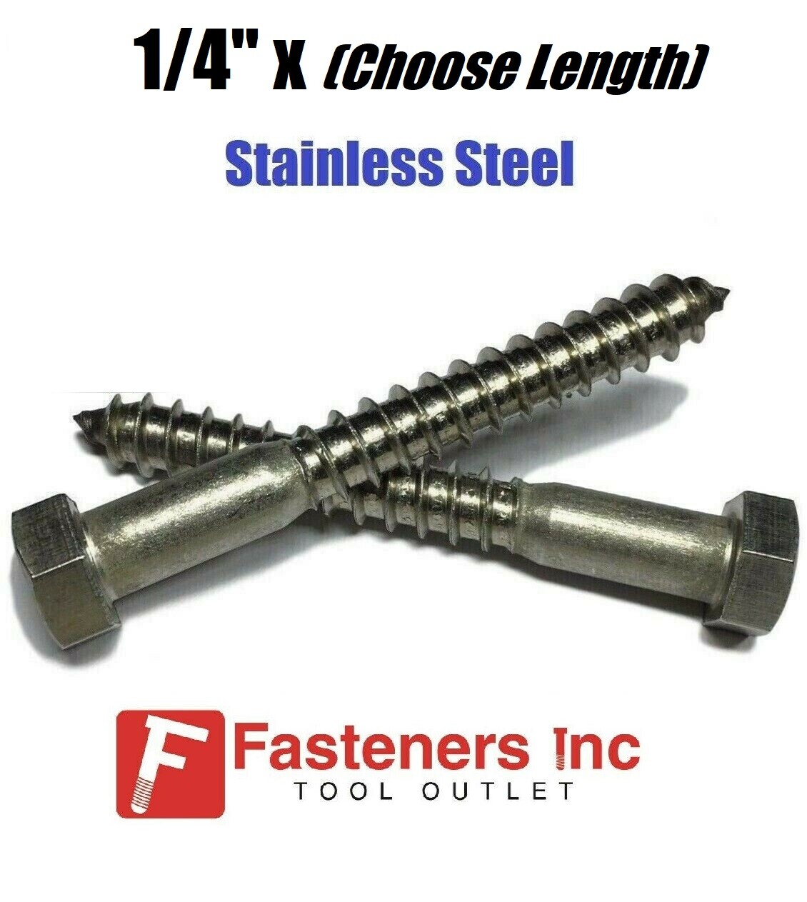 1/4″ Stainless Steel Lag Screws Hex Head Lag Bolts – Select Length & Pkg Qty