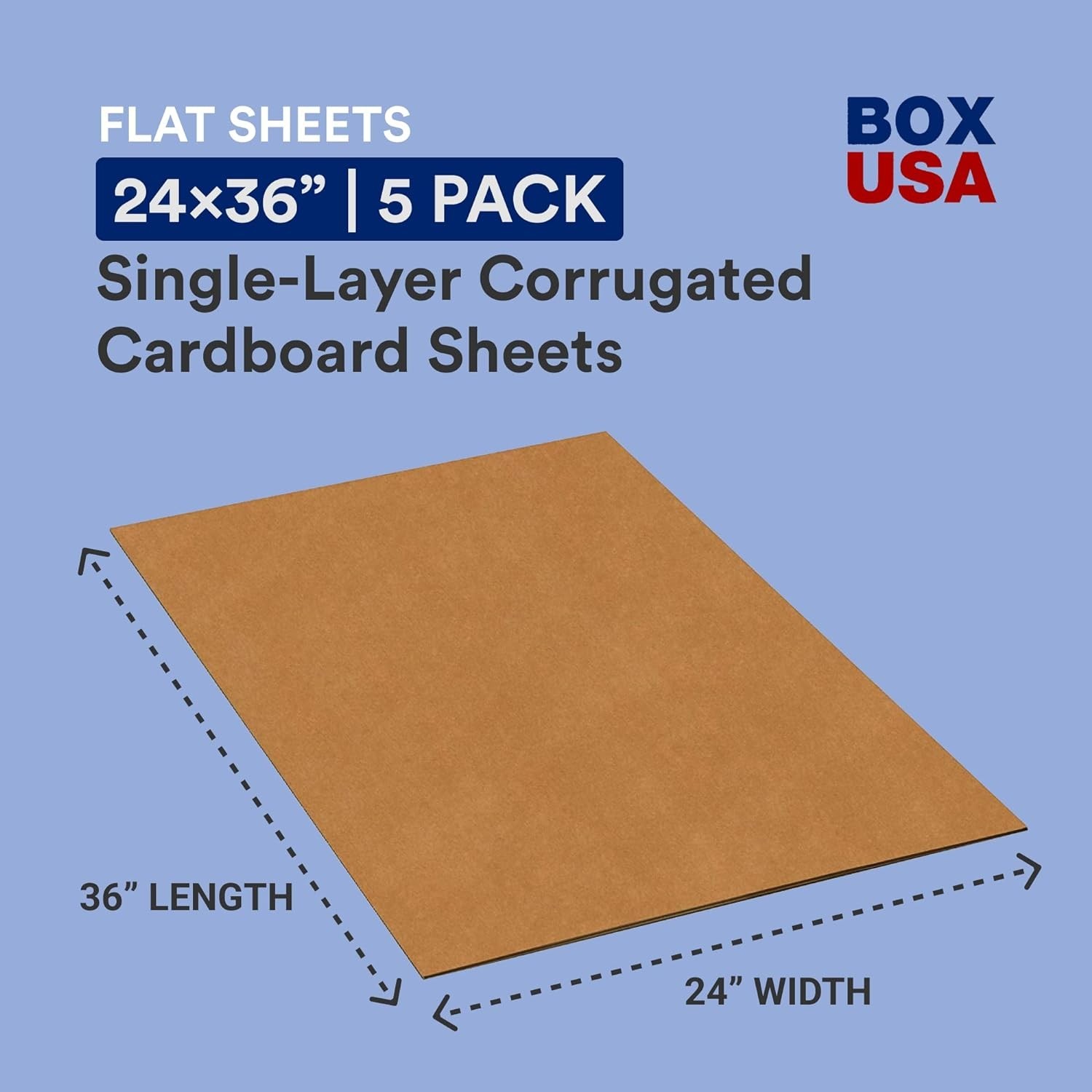 Double Wall Corrugated Cardboard Sheets, 24″ x 36″, Kraft Pack of 5,