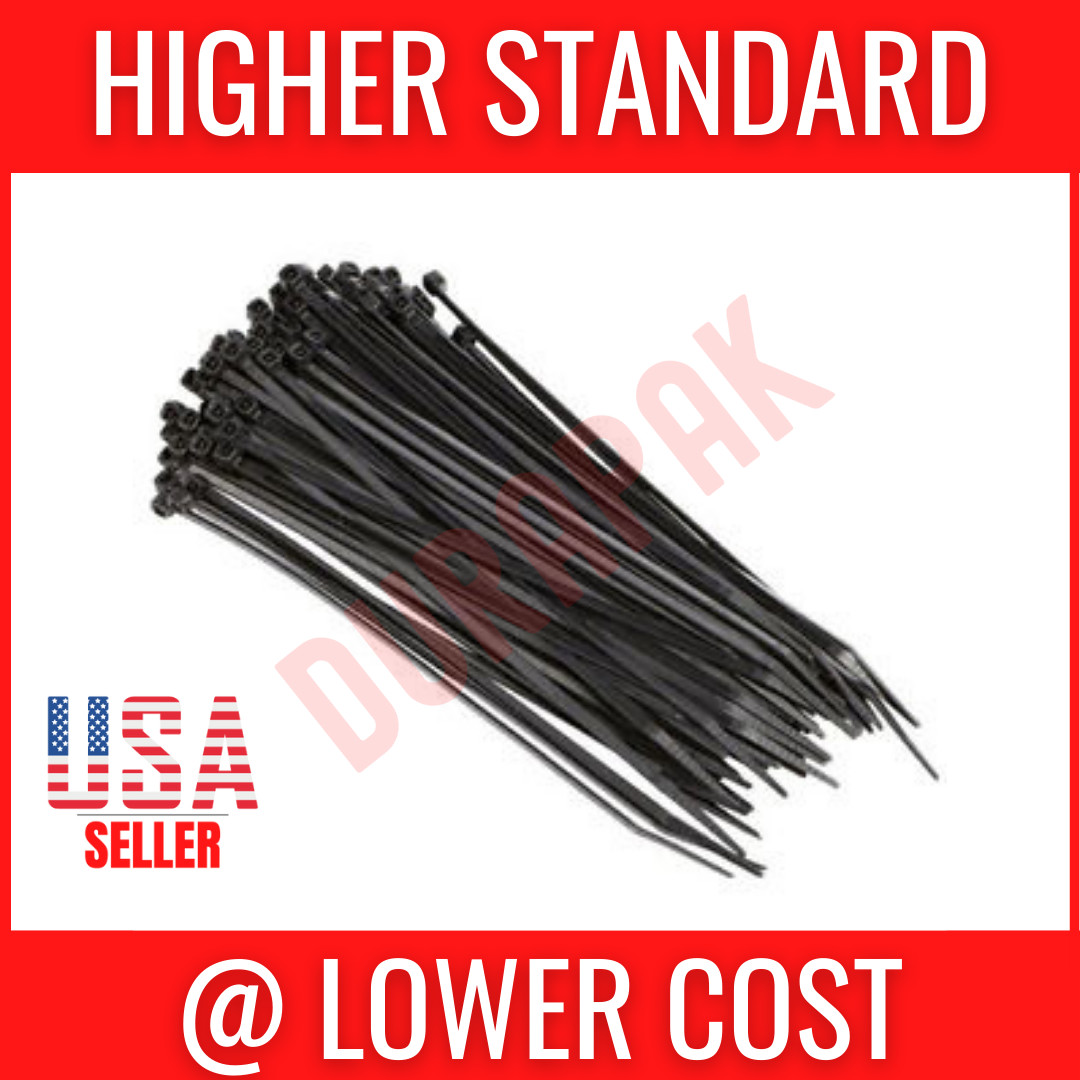 500 PCS 4″ 18 Lbs Black Wire Cord Nylon Cable Wire Tie Self Locking Zip Secure