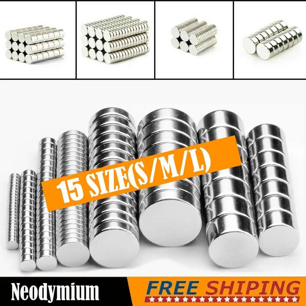 LOT5-100 Round Neodymium Magnets N52 Super Strong Rare Earth Small Large Magnets