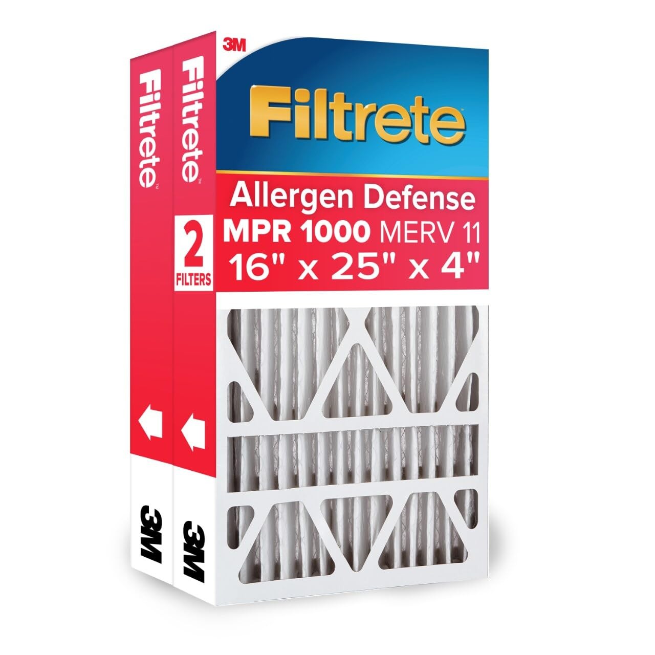 Filtrete 16x25x4 Air Filter MERV 11 MPR 1000 Micro Allergen Defense 2 Pack Fits
