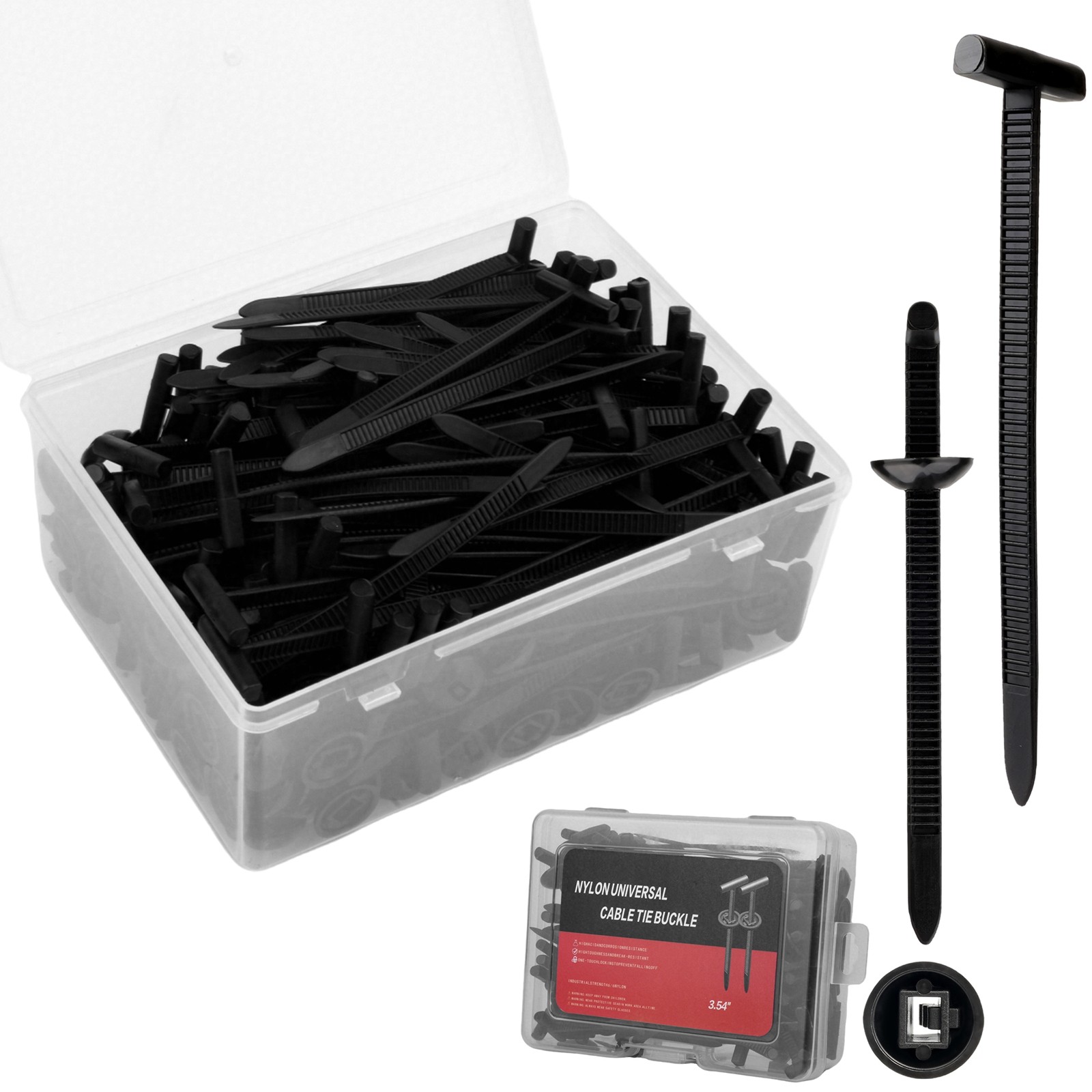 150 PCS Nylon Universal Cable Tie Quick Repair Buckle Zip Clip Heavy Duty Black