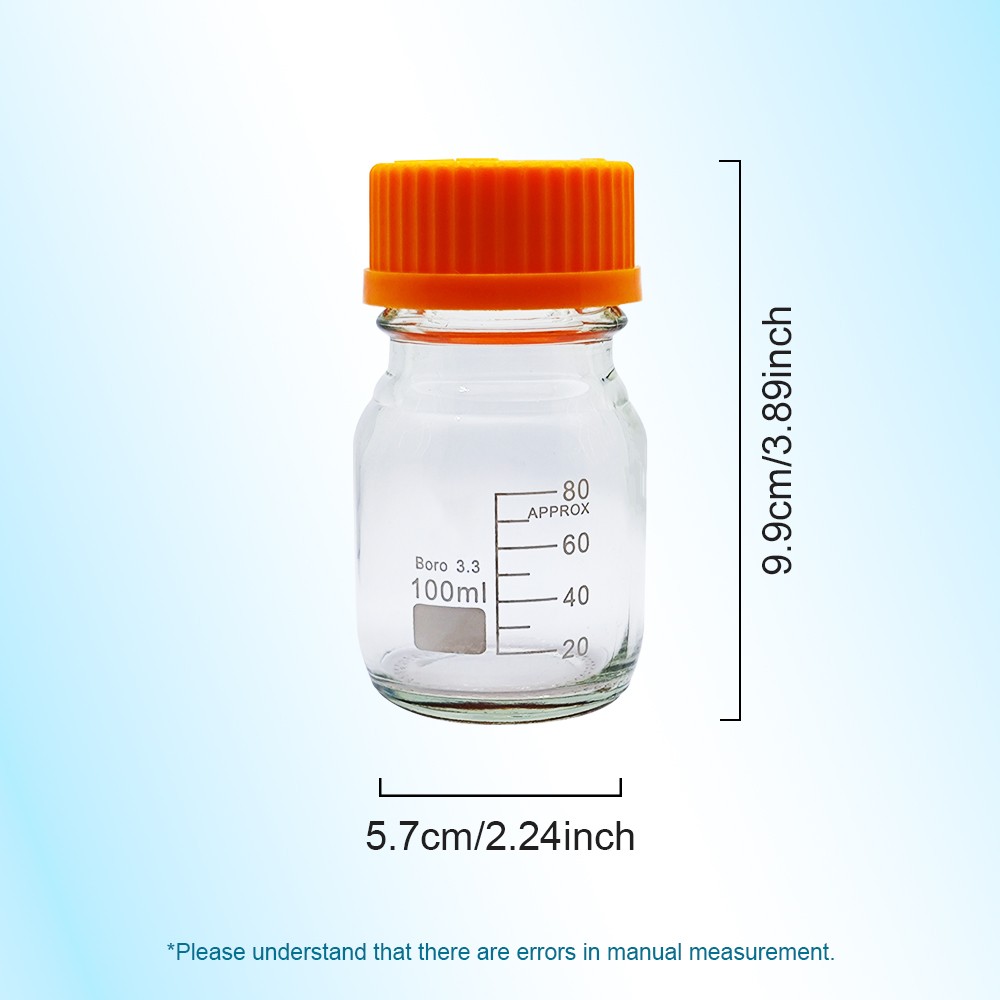 1pc100/250/500/1000ml Borosilicate Sample Glass Threaded Reagent Bottle