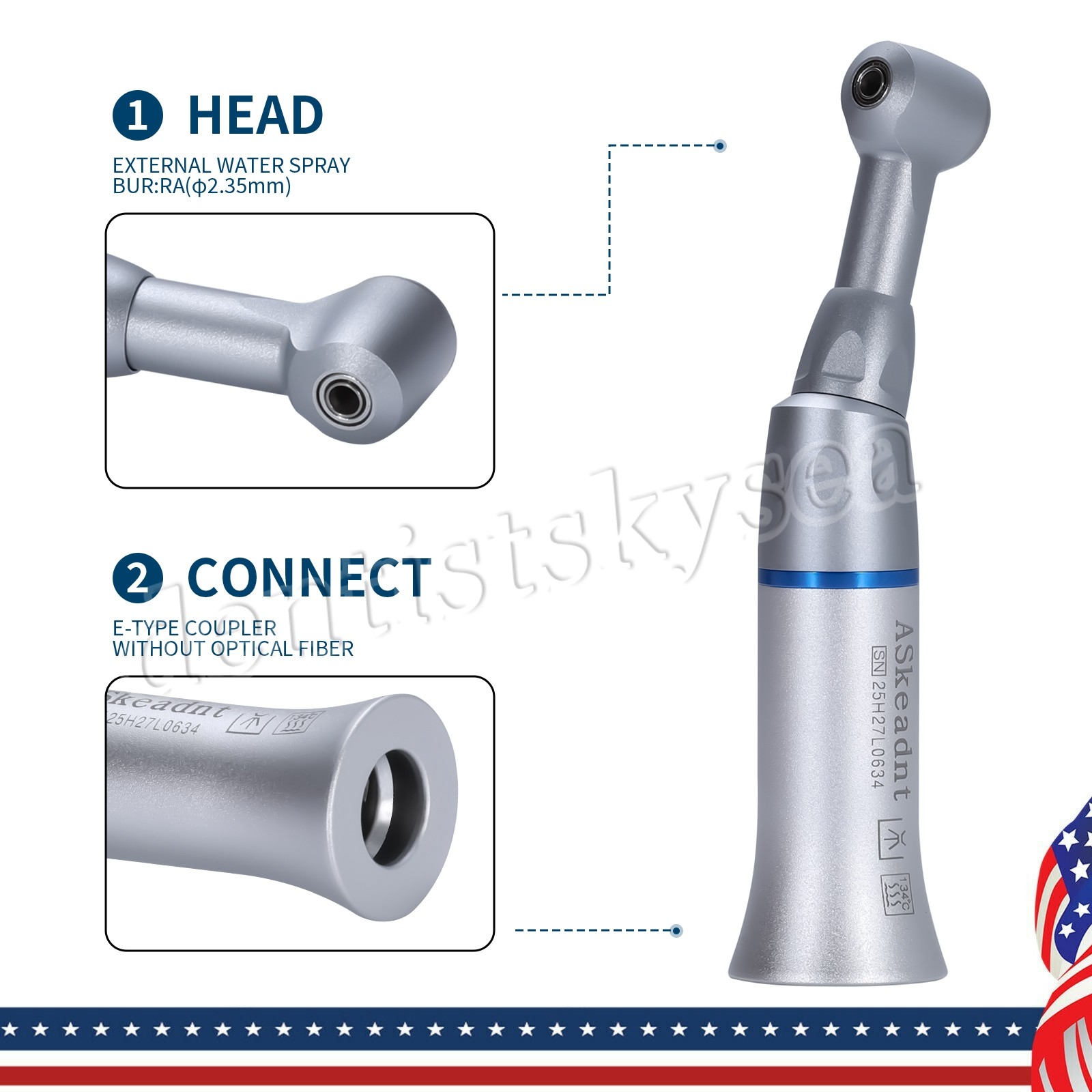 NSK Style Dental Slow Low Speed Contra Angle Handpiece Latch E-Type Attach YP