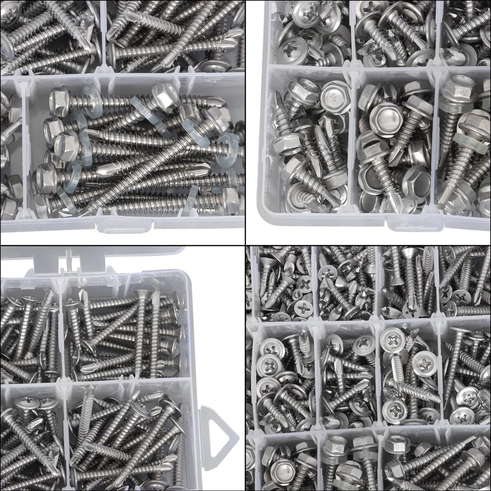 425-Piece 410 Stainless Steel Self-Tapping Screws, #8 #10 Self-Drilling Set