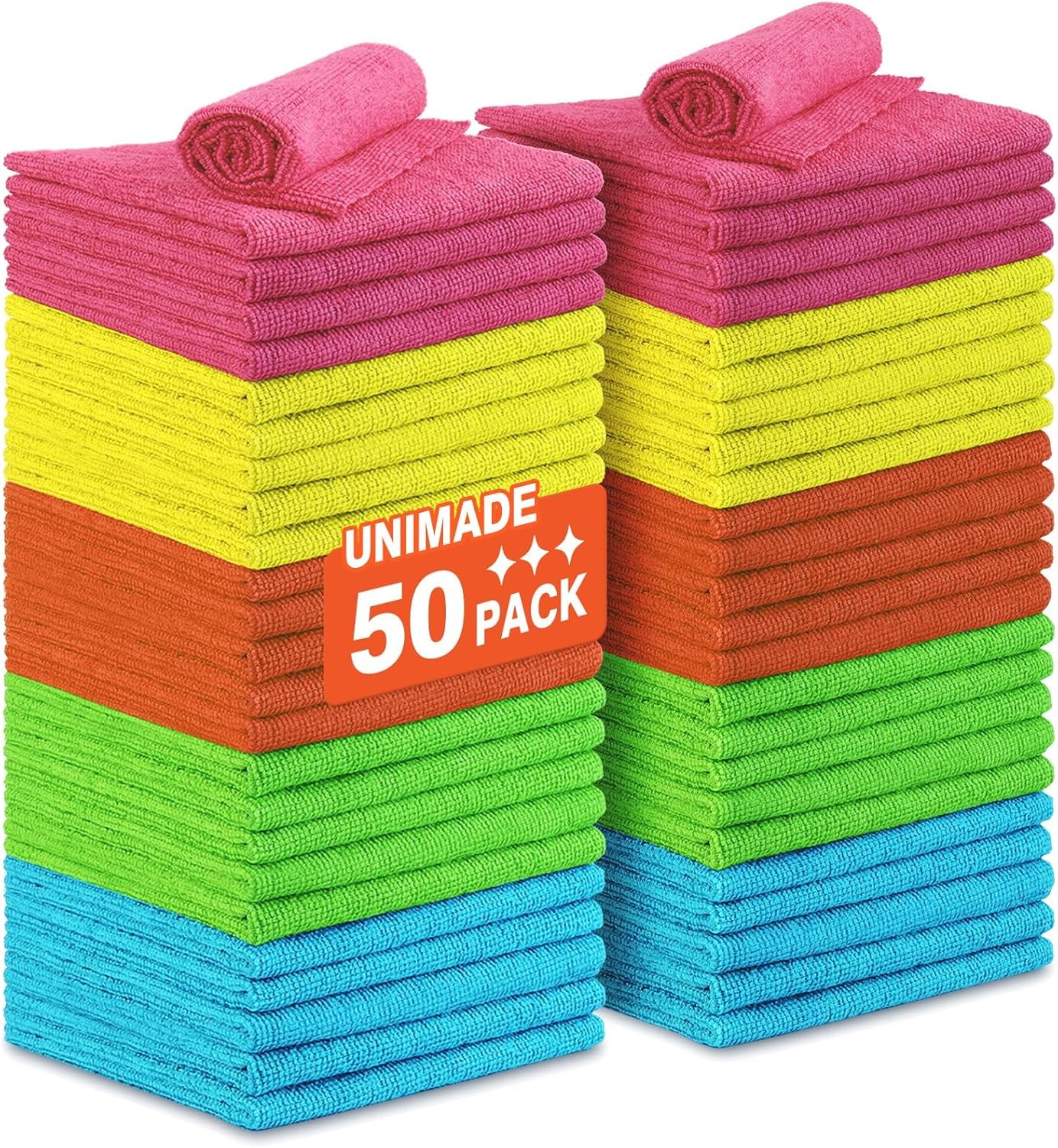 Microfiber Cleaning Cloth Set of 50 Towel Rag Car Polishing Detailing No-Scratch