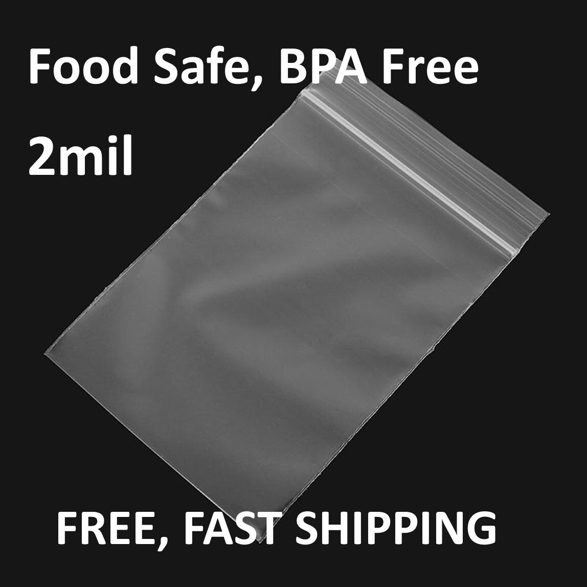 5″x8″ CLEAR 2MIL ZIP SEAL TOP LOCK BAGS POLY PLASTIC RECLOSABLE ZIPPER BAGGIES