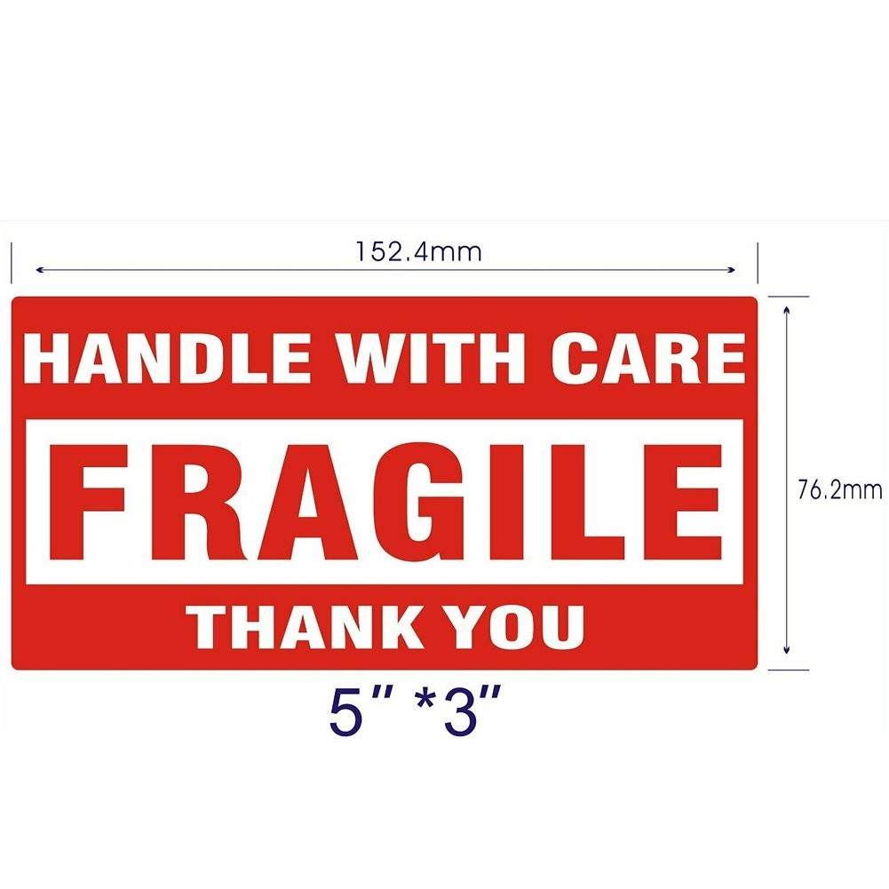 2 Rolls 500/Roll 3×5 Fragile shipping Labels/Stickers Handle With Care Thank You