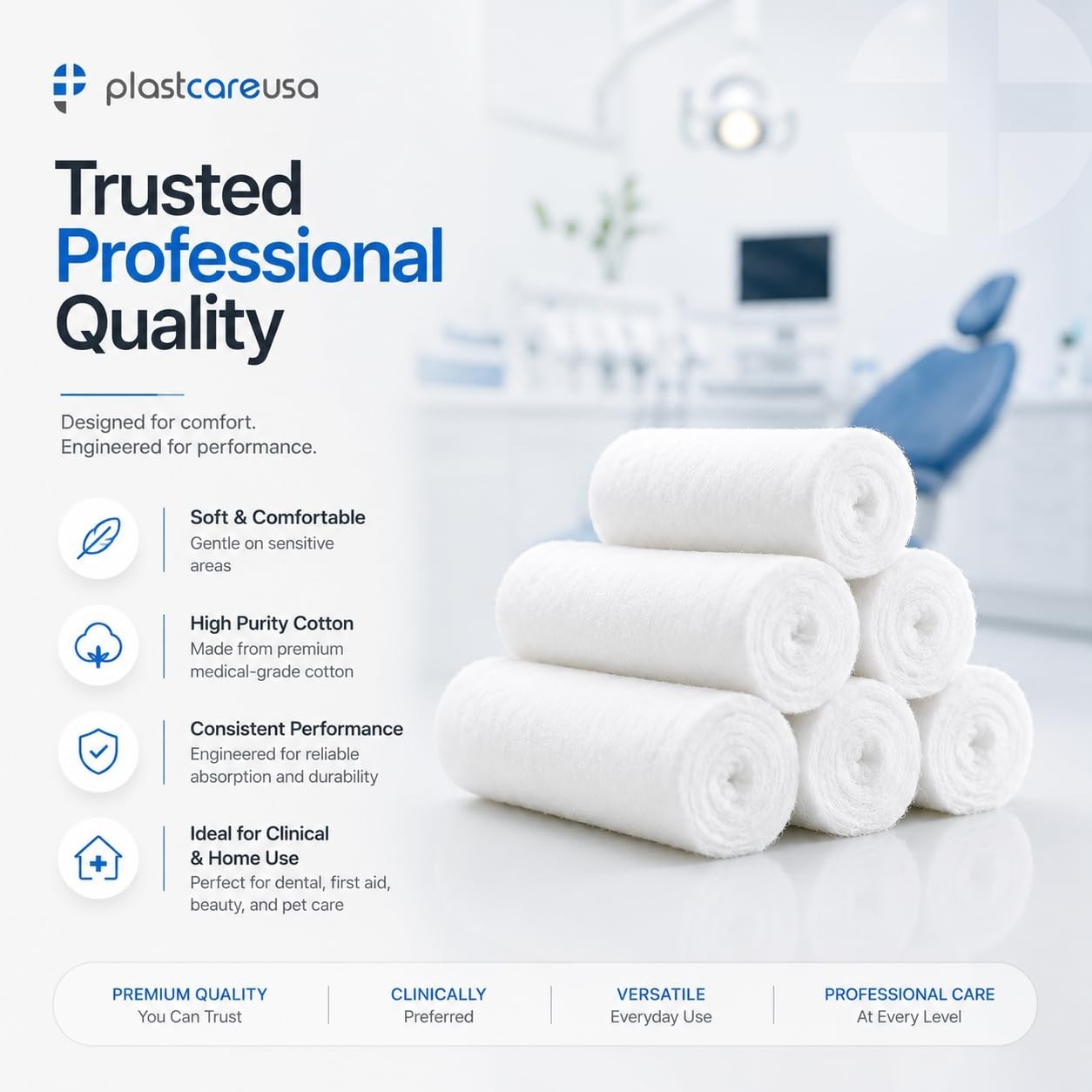 800 Count Dental Gauze Rolls – Highly Absorbent Cotton Rolls for Nosebleeds & Mo