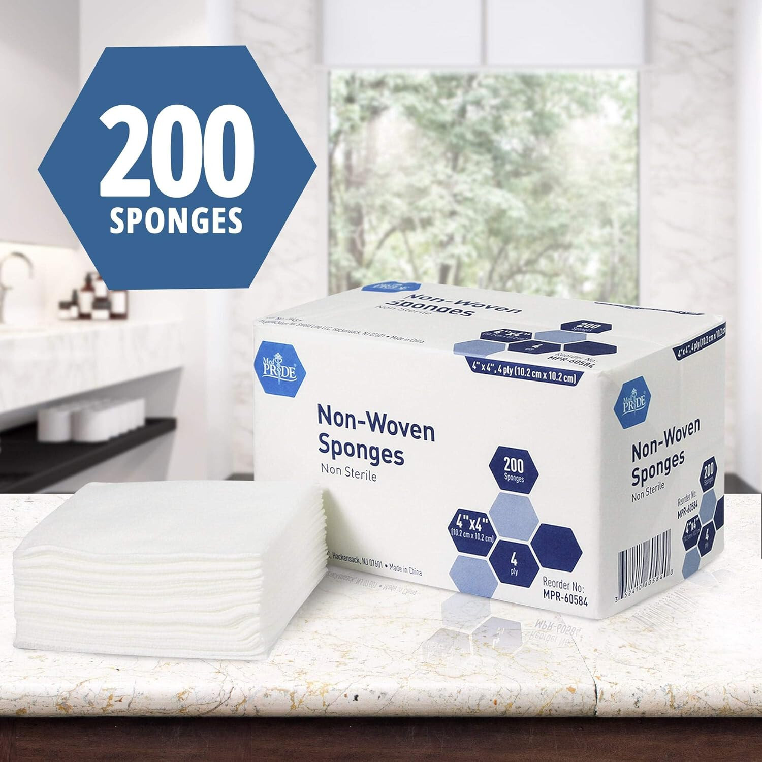 Non Woven Gauze Sponges 4 x 4 – Non-Sterile- 4-ply – 400/Pk Sponge Cotton Large