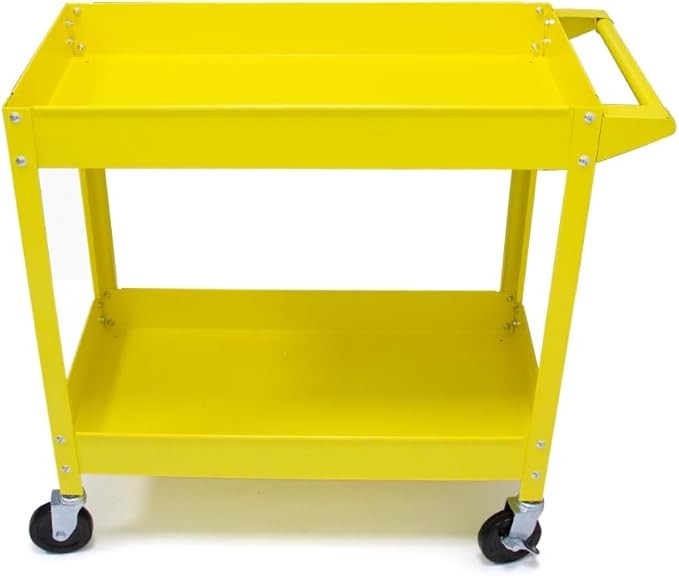 Rolling Heavy Duty Utility Metal Cart 2 Shelves Service Garage Push Hand