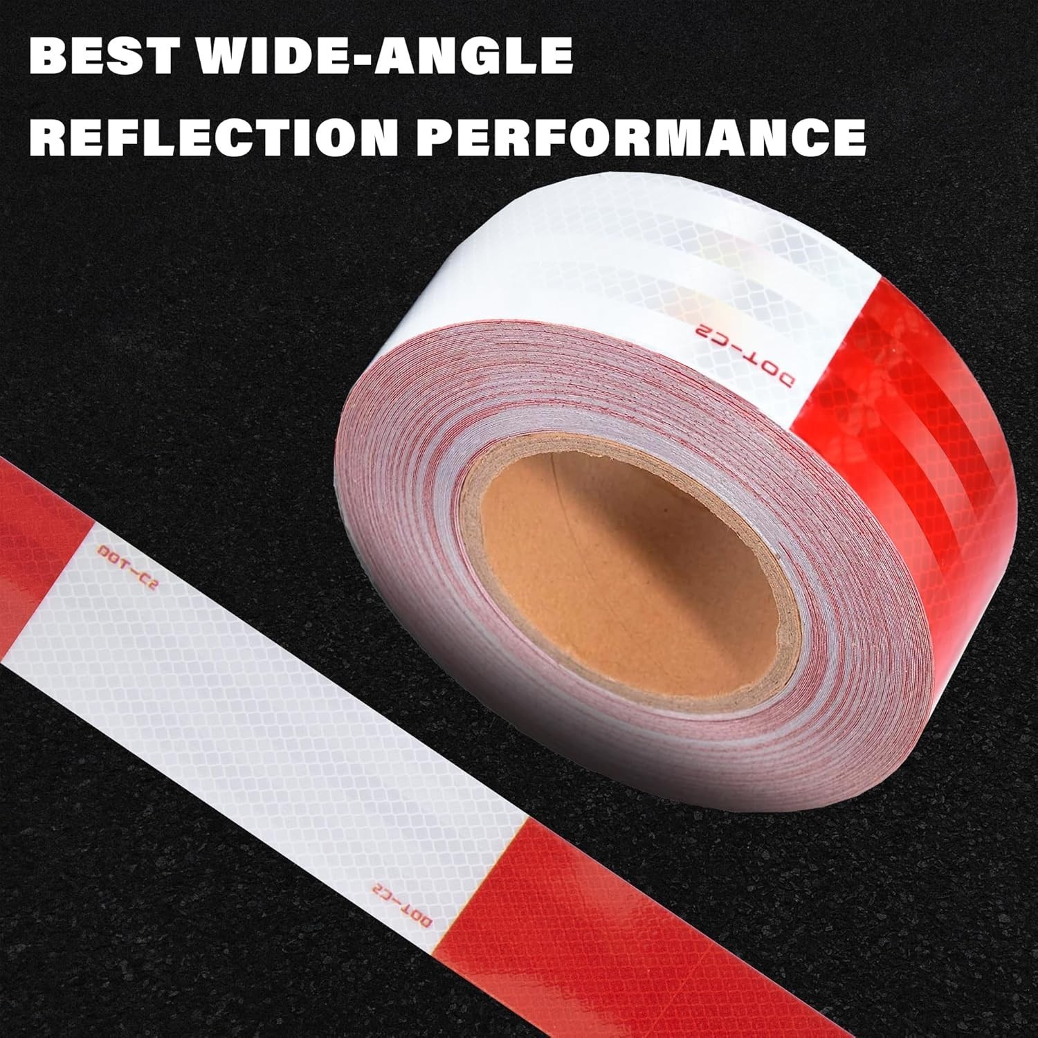 DOT C2 Reflective Tape 2 Inch x 30Ft Red White Waterproof Safety Truck