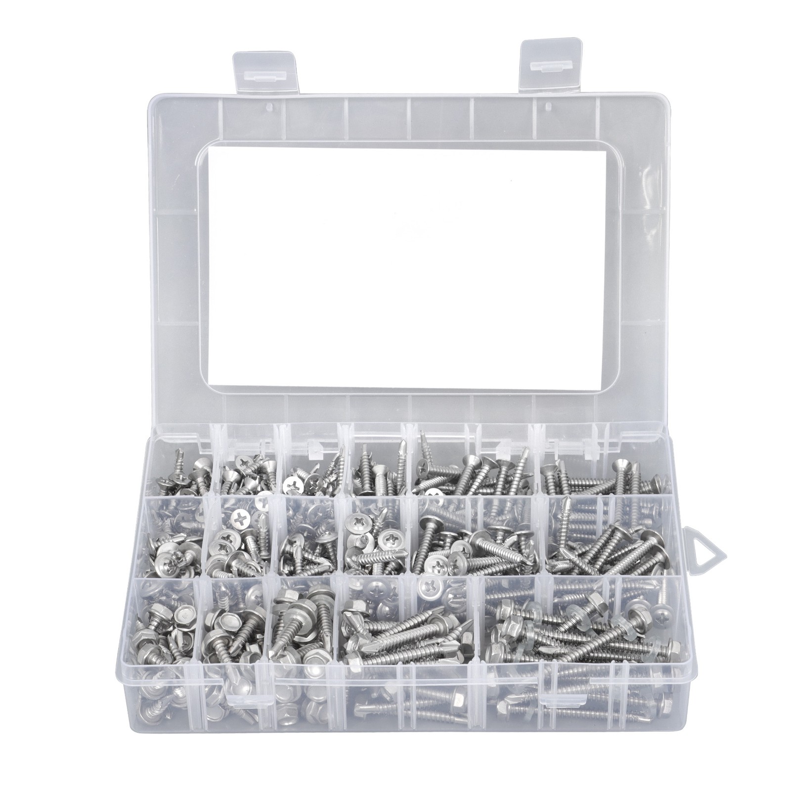 425-Piece 410 Stainless Steel Self-Tapping Screws, #8 #10 Self-Drilling Set