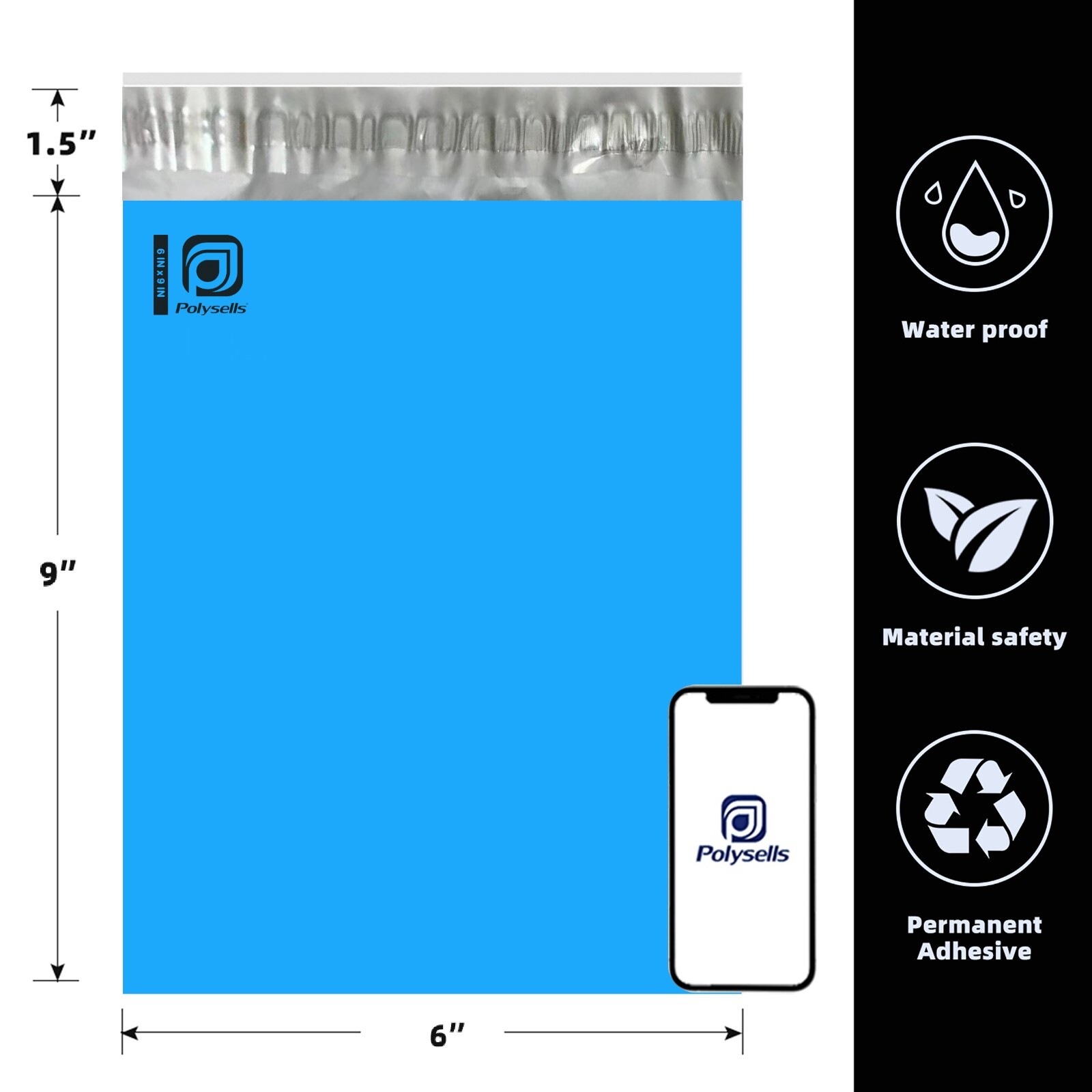 500 6×9 Poly Mailers Envelopes Self Sealing Shipping Mailers Blue POLYSELLS
