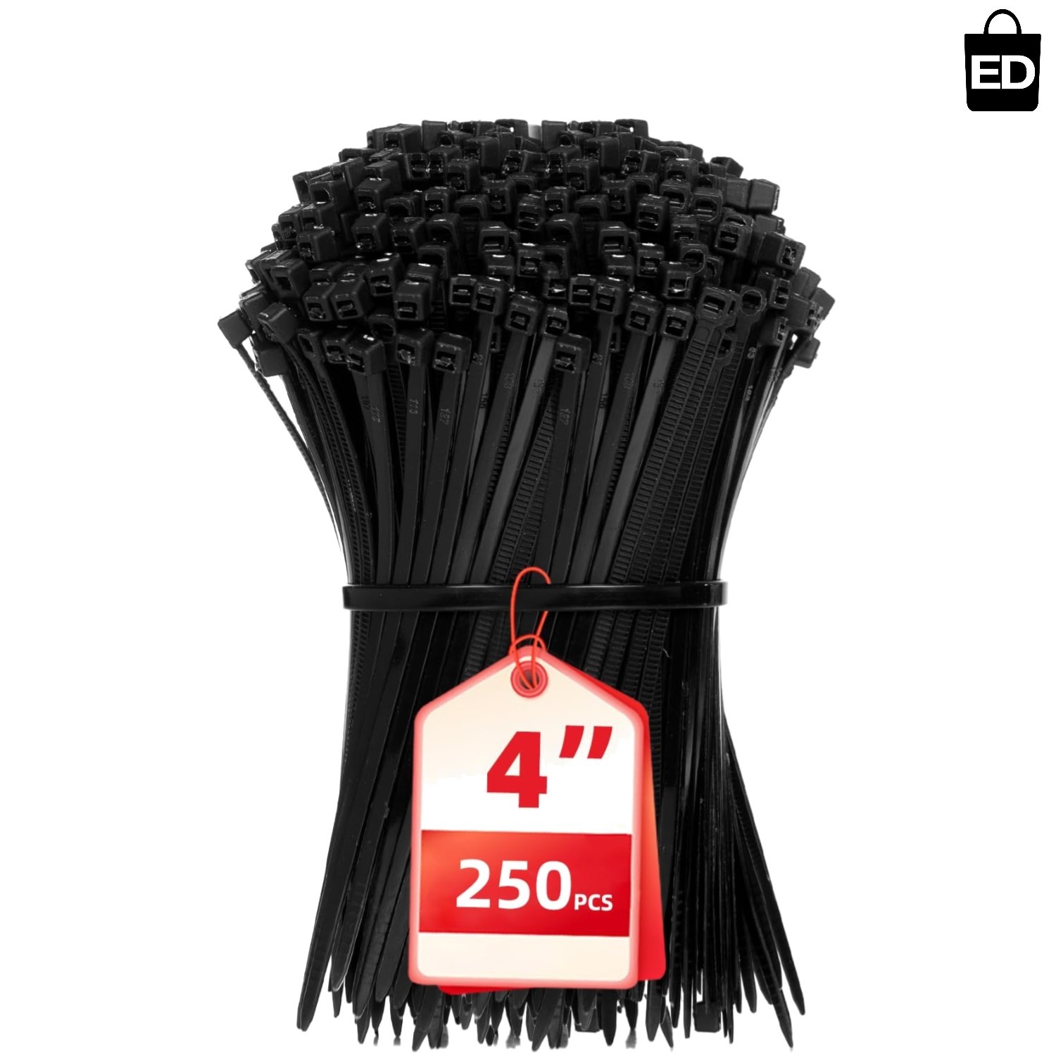 Durable 250 Count 4 Inch Nylon Self-Locking Zip Ties – Secure Cable Management